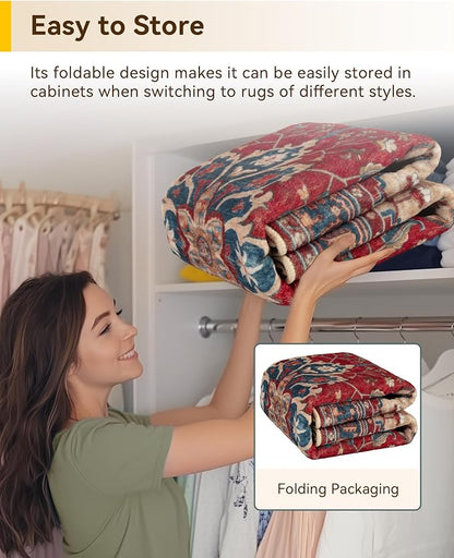 RELEANY Area Rugs Square 4ft Washable Non-Slip, Floral Vintage Distress - Image 5
