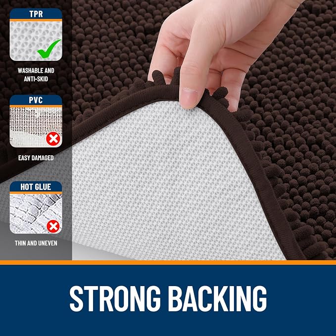 OLANLY Bathroom Rugs 35x24, Extra Soft Absorbent Chenille Bath Rugs, Rubber - Image 7