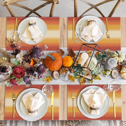 Emvency Farmhouse Placemats Set of 4, 12x18 Inch, Geometric Striped | Retro - Image 7