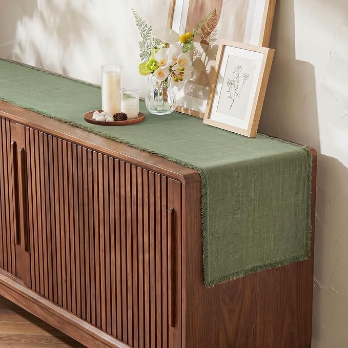 14 x 120 Inches Frayed Edge Table Runner, 270G Heavyweight Sand Washed Slub - Image 4