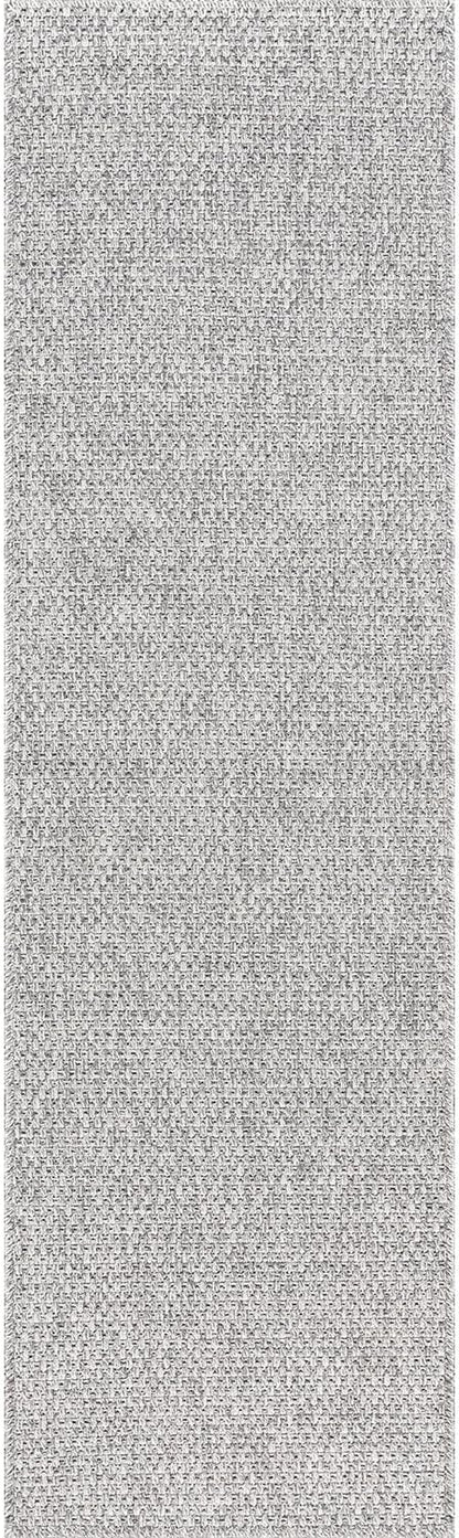 CAMILSON Indoor and Outdoor Runner Rug Gray Solid Boho Woven Design - Image 2