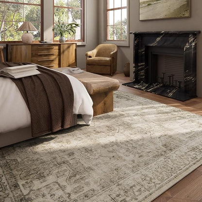 Washable Area Rugs for Living Room: 8x10 Bedroom Area Rugs Boho Vintage Rugs - Image 4