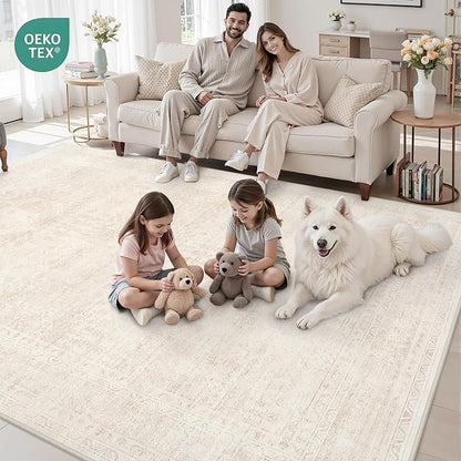 10x12 Area Rugs for Living Room: Vintage Boho Neutral Washable Rug Indoor Soft - Image 7
