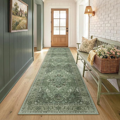 RELEANY Area Rugs Runner 2'6"x8' Washable Non-Slip, Floral Vintage Distress - Image 2
