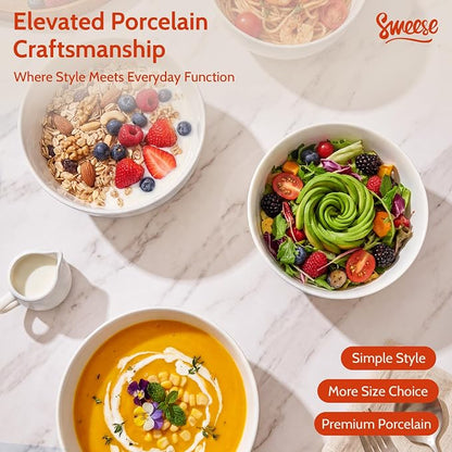 Sweese Ceramic Soup Bowl Set of 4, 29 oz Round Pasta Bowl Stackable Serving Bowl - Image 7