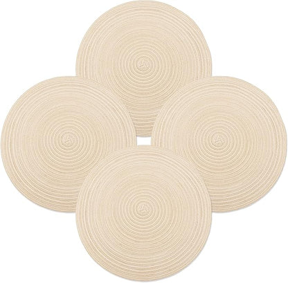 MIAOMIAO Round Placemats Set of 4 Woven Braided Place Mats | 14.5 Inch Cotton by Unknown