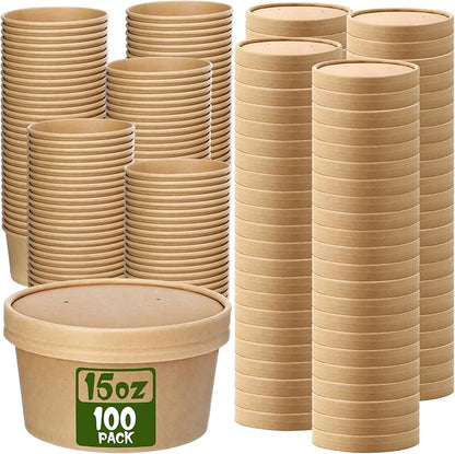 Fulmoon 100 Pack Paper Soup Containers by Fulmoon