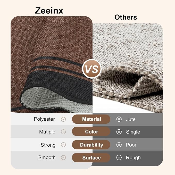 Easy Jute Kitchen Rug 2x3 Front Door Mat Washable Non Slip Entryway Rug - Image 4