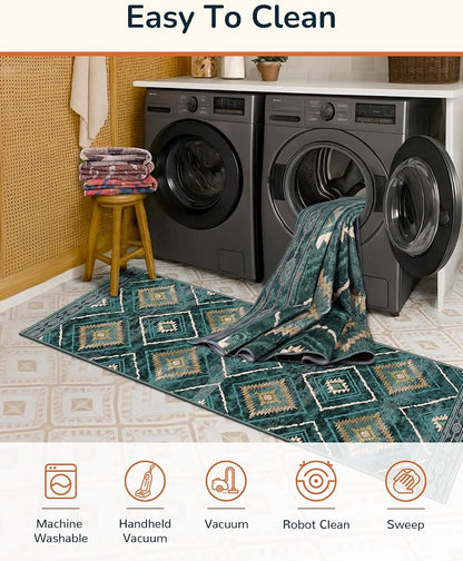 BESTSWEETIE Area Rug 2x6 Rug Machine Washable Non-Slip Low Pile Print Pattern - Image 3