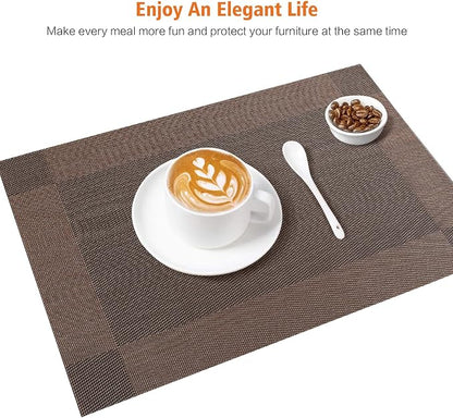 Placemats Set of 12, Vinyl PVC Heat Resistant Washable Placemats Set, Non Slip - Image 6