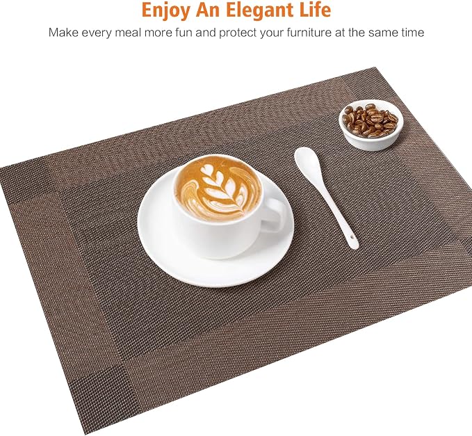 Placemats Set of 6, Vinyl PVC Heat Resistant Washable Placemats Set, Non Slip - Image 6