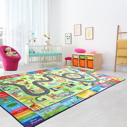 Terrug Kids Rug for Playroom, Educational Classroom Rug for Kids Room, Washable - Image 4