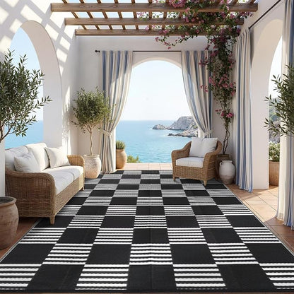 Garvee Waterproof Outdoor Rug 5x8, Checkered Foldable Plastic Straw Patio - Image 7
