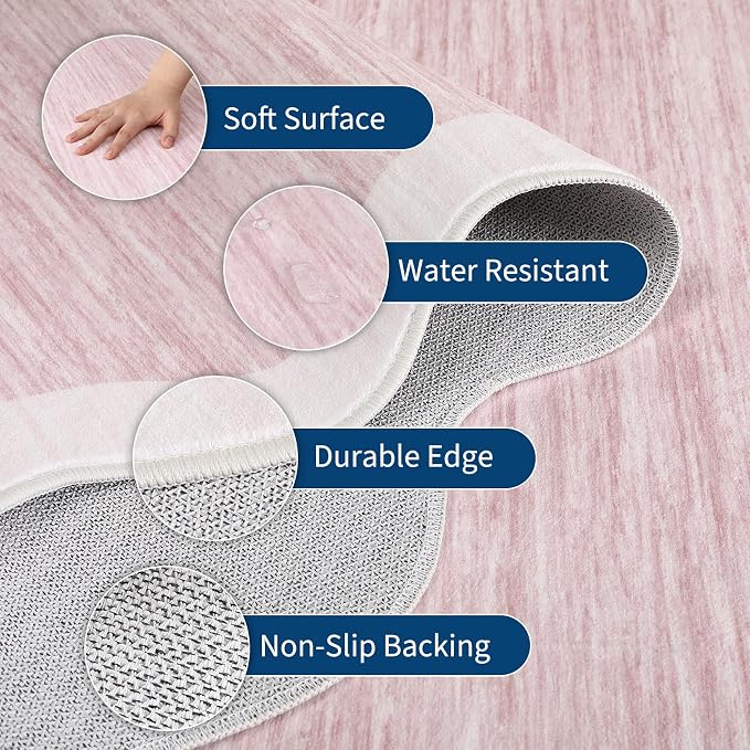 GarveeHome Scalloped Washable Area Rug 4x6 Small Entryway Rug Non Slip Modern - Image 3