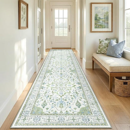 RELEANY Area Rugs Runner 2'6"x8' Washable Non-Slip, Floral Vintage Distress by RELEANY