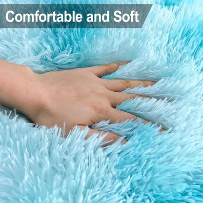 Light Blue Fluffy Rug for Bedroom Living Room, 2x6 ft Soft Sky Blue Bedroom - Image 5
