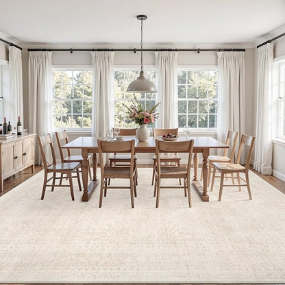Area Rugs 9x12 Living Room: Vintage Boho Neutral Washable Rug Indoor Soft Large - Image 3