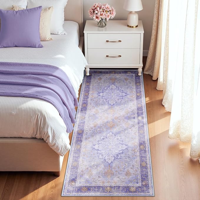 RELEANY Area Rugs Runner 2'x8' Washable Non-Slip, Floral Vintage Distress - Image 2