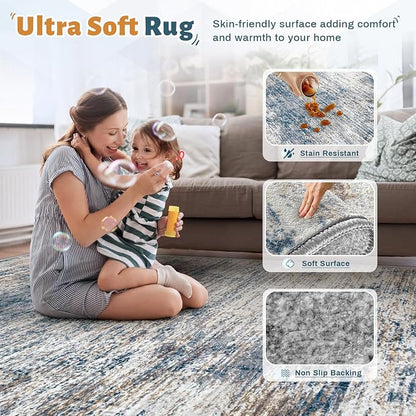 XLUEZ 6x9 Area Rugs for Living Room, Washable Modern Abstract Large Area Rug - Image 4