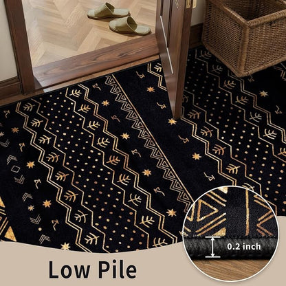 SERISSA 2x6 Kitchen Runner Rug, Washable Non-Slip Black and Gold Boho Rug - Image 8