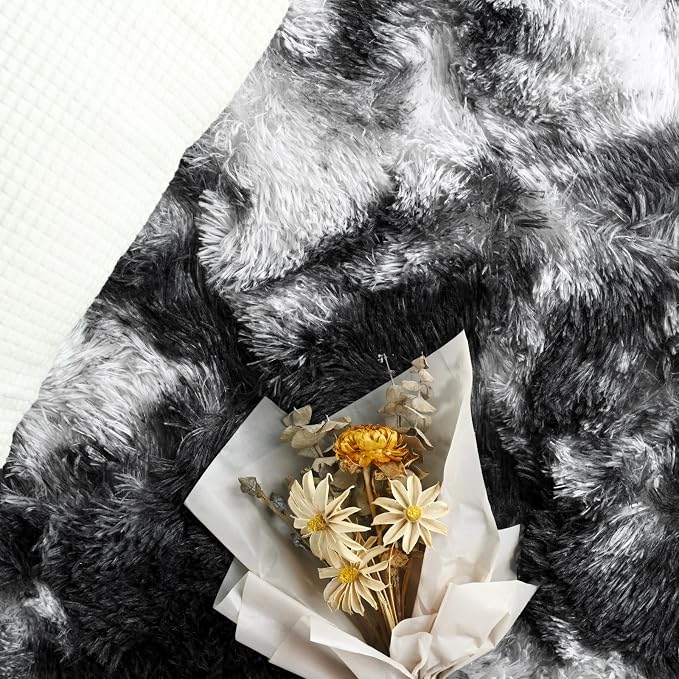 FlyDOIT Large Area Rugs for Living Room, 4x6 Feet Tie-Dyed Black and White - Image 5