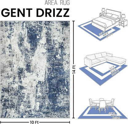 Area Rugs 10x14 Living Room: Large Soft Washable Rug Modern Abstract Anti-Skid - Image 2