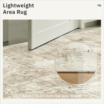 Soalmost 9x9 Beige Gray Round Rug 9ft Living Room Circle Rug Vintage Round Area - Image 7