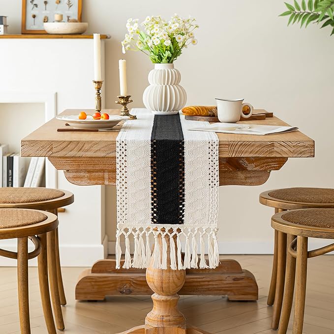 Farmhouse Table Runner for Home Decor 12x48 Black Fall Home Decor | 48Inches - Image 3
