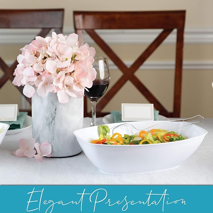 White Disposable Oval Serving Bowls, Party Snack Salad Bowl Pack of 4 - Image 4