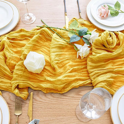 Cheesecloth Table Runner Gold 10FT Boho Gauze Runner, 6 Pack | 120 Inch Cheese - Image 5
