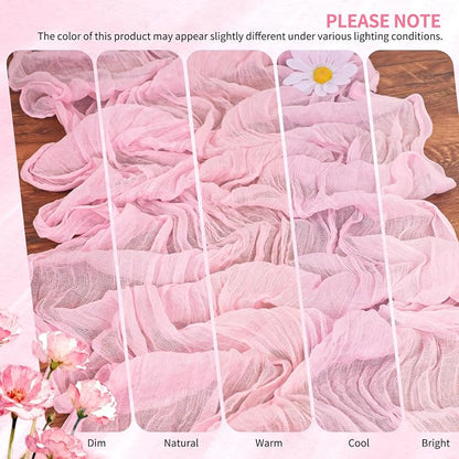 4 Pack Cheesecloth Table Runner 10FT Light Pink Table Runner Boho Gauze Cheese - Image 7