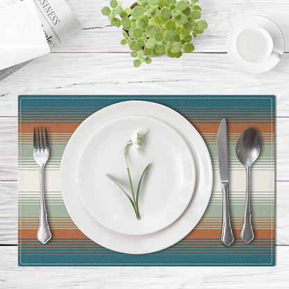 Emvency Farmhouse Placemats Set of 4, 12x18 Inch Striped Mexican Southwestern - Image 2