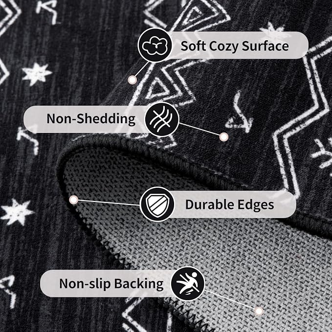 SERISSA 3x5 Area Rugs for Living Room, Washable Non-Slip Black and White Small - Image 4