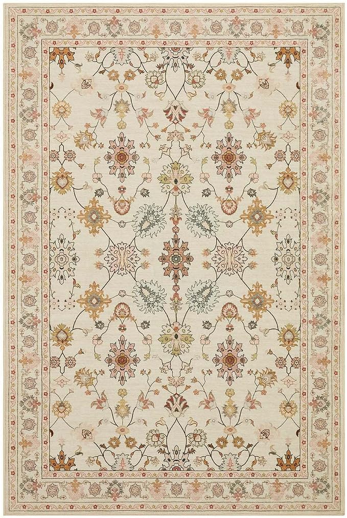 Rugxara Floral Rug for Living Room Bedroom, 6x9 Washable Rug, Vintage Boho Area - Image 10