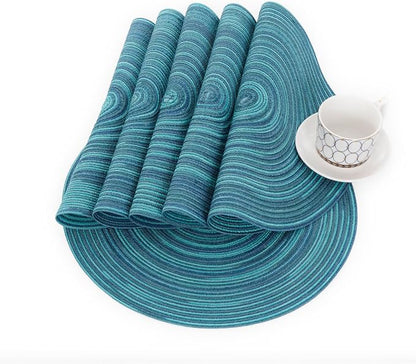 SHACOS 15 inch Round Placemats Set of 8 Variegated Multicolor Place Mats Cotton - Image 7
