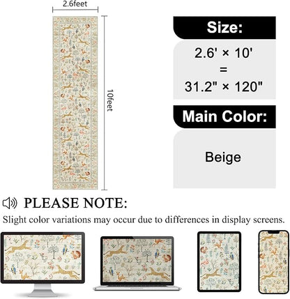 DUKINO Washable 2.6x10 Runner Rug, Non Slip Animal Print Runner Rug - Image 2