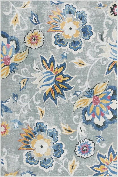 Lahome Floral Indoor Outdoor Rug, 5x8ft Non Slip Outdoor Patio Rug - Image 7