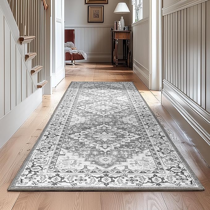 Lessymo Runner Rug for Hallway, Machine Washable Entryway Rugs Boho Faux Wool by Lessymo