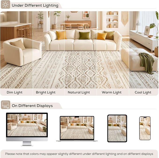 Nakagishi Area Rug Living Room Rugs: 8x10 Large Soft Machine Washable Boho - Image 9