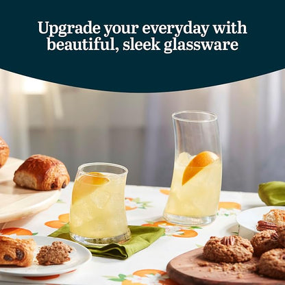Libbey Swerve Drinking Glasses Set of 16, Chip-Resistant Tumbler and Rocks - Image 2