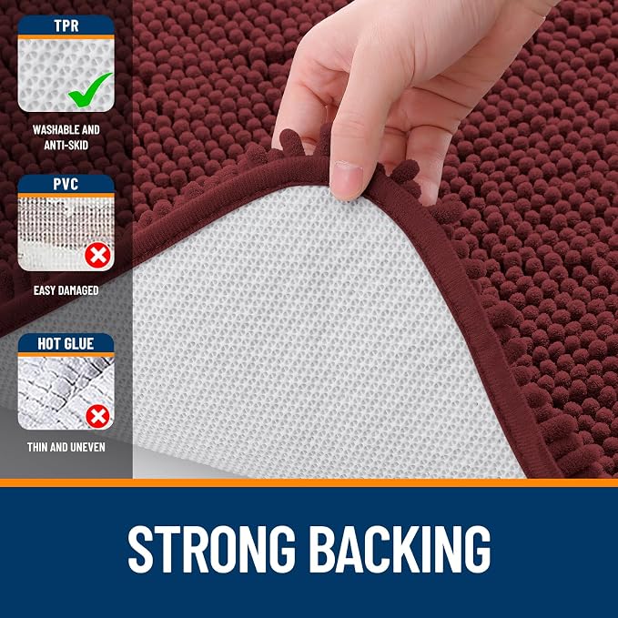 OLANLY Large Bathroom Rugs 47x32, Soft Absorbent Chenille Bath Rugs, Rubber - Image 6