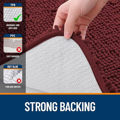 OLANLY Large Bathroom Rugs 47x32, Soft Absorbent Chenille Bath Rugs, Rubber - Image 6