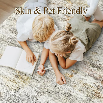 Soalmost 9x12 Area Rugs for Living Room, Non Slip Machine Washable Vintage Rugs - Image 3