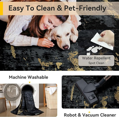 RELEANY Washable Area Rugs 8ft Non-Slip Modern Abstract Soft - Image 4