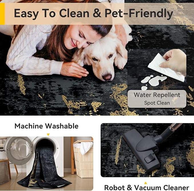 RELEANY Washable Area Rugs 4ft Non-Slip Modern Abstract Soft - Image 4