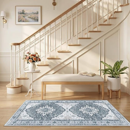 RELEANY Area Rugs Runner 2'6"x5' Washable Non-Slip, Floral Vintage Distress - Image 2