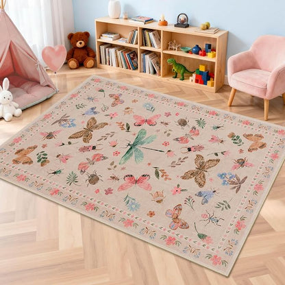 Rugxara 3x5 Rug for Entryway Bedroom, Floral Vintage Retro Boho Throw Rug by Rugxara