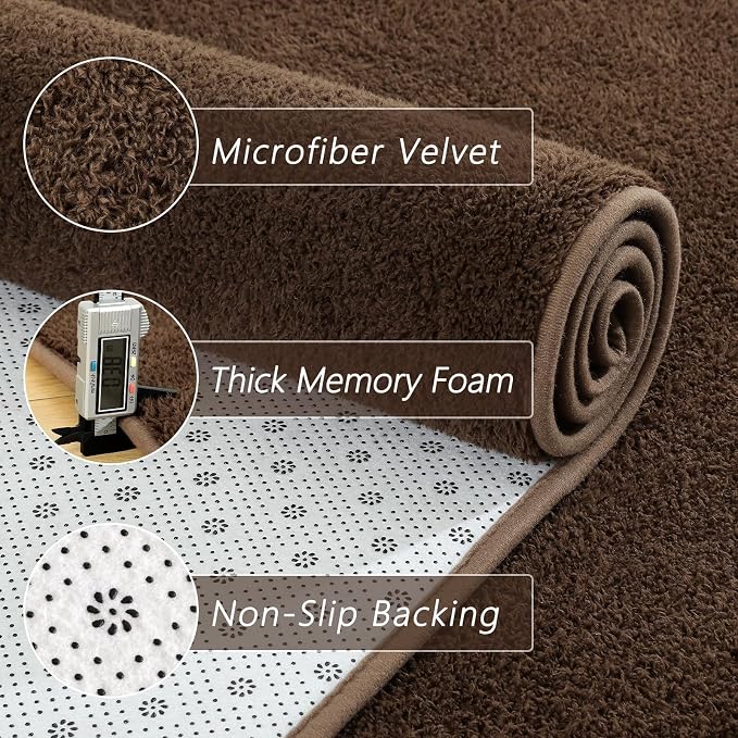 6x9 Feet Brown Area Rugs for Bedroom, Indoor Washable Memory Foam Rug for - Image 4