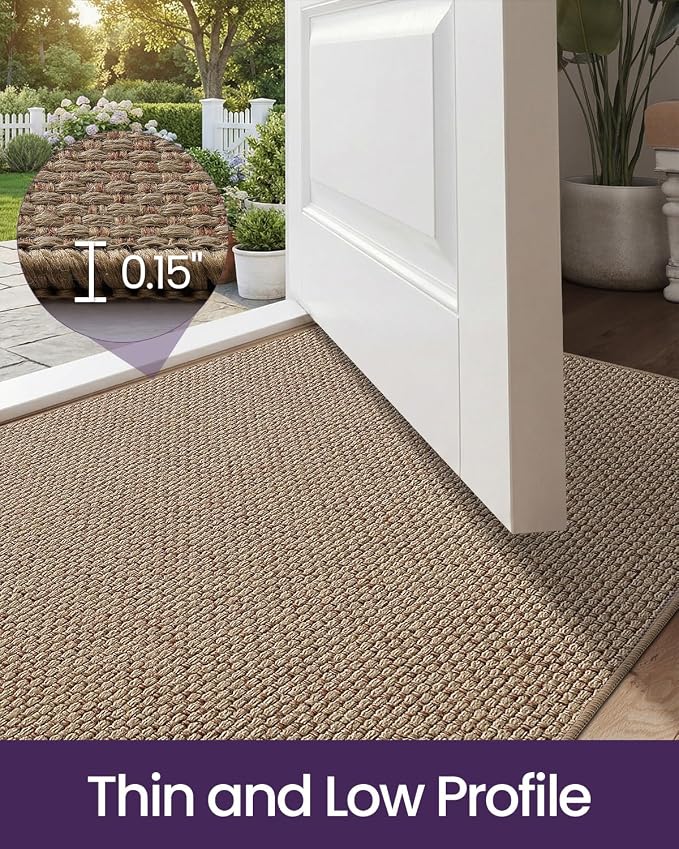 DEXI Ultra Thin Door Mat Indoor Entrance 17x30, Non Slip Rubber Backed Entryway - Image 4