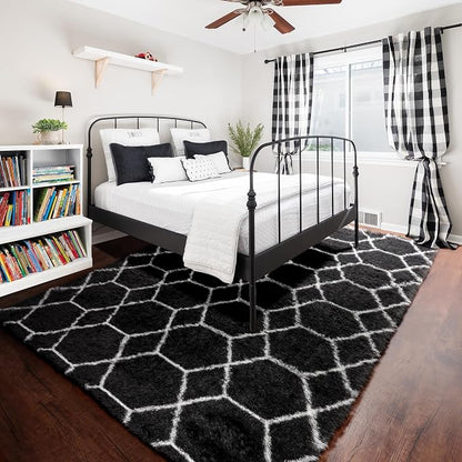 ONASAR 7x9 Area Rugs for Living Room Bedroom, Large Fluffy Black and White - Image 7